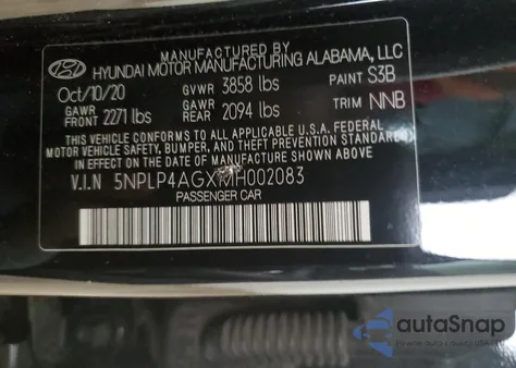 2021 Hyundai Elantra Limited z USA, uszkodzony, nr VIN 5NPLP4AGXMH002083